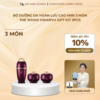 Bộ dưỡng da Whoo Hwanyu Hoàn Lưu Cao mini 3 món - Trẻ hoá, nâng cơ, căng bóng, chống lão hóa - 1.1tr