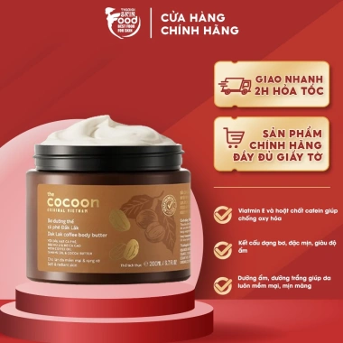 Bơ Dưỡng Thể Cà Phê Dak Lak 200ml – Dưỡng ẩm, Mịn Da, Giá 233k The Cocoon ThegioiSkinfood Bơ Dưỡng Thể Cà Phê Dak Lak 200ml – Dưỡng ẩm, Mịn Da, Giá 233k The Cocoon ThegioiSkinfood