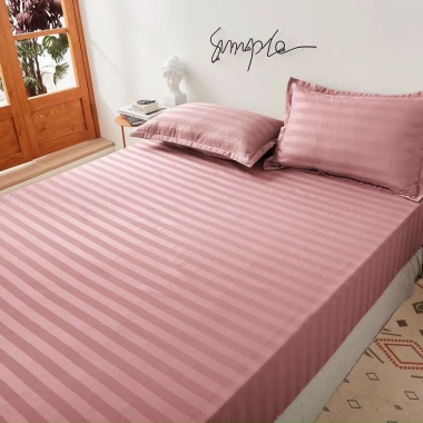 Bộ ga giường cotton LIDACO kẻ sọc 3f khách sạn 9 màu, bo chun miễn phí, giá 178.000₫