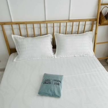 Bộ ga giường cotton LIDACO kẻ sọc 3f khách sạn 9 màu, bo chun miễn phí, giá 178.000₫