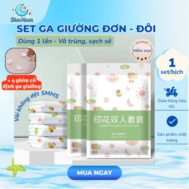 Bộ Ga Giường Du Lịch 1 Lần Kèm 4 Ghim, Chăn – Vải Không Dệt Kháng Bệnh, Giá 53.000 VND