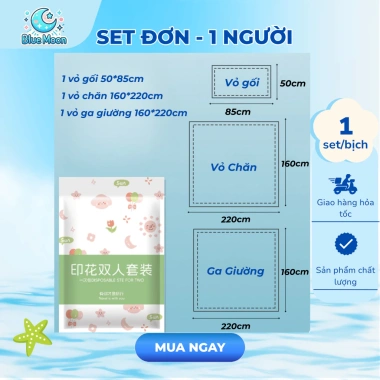 Bộ Ga Giường Du Lịch 1 Lần Kèm 4 Ghim, Chăn – Vải Không Dệt Kháng Bệnh, Giá 53.000 VND