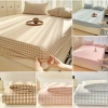 Bộ ga gối 3 món Cotton Đũi Kẻ 1m2-1m8 x2m Hàn Quốc, thoáng mát, giảm giá 39.000₫