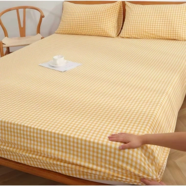 Bộ ga gối 3 món Cotton Đũi Kẻ 1m2-1m8 x2m Hàn Quốc, thoáng mát, giảm giá 39.000₫