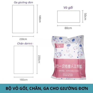 Bộ ga gối 4 món du lịch dùng 1 lần vải không dệt mềm mịn - An toàn, Giá chỉ 44.999đ 8
