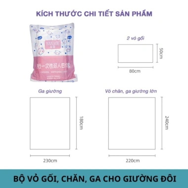 Bộ ga gối 4 món du lịch dùng 1 lần vải không dệt mềm mịn - An toàn, Giá chỉ 44.999đ 10