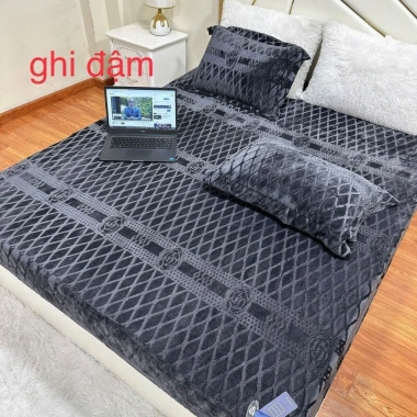 Bộ ga gối nỉ nhung COCO in nổi cao cấp, dày dặn, mềm mịn, giữ nhiệt, giảm 22% chỉ 114.000₫