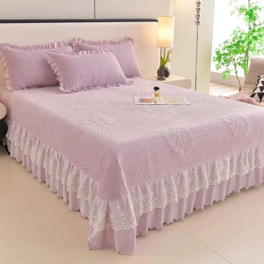 Bộ Ga Nỉ Nhung Gối Trần Phủ Bánh Bèo Cao Cấp 3 Món (1m6-1m8-2m) Xinh Xắn Ấm Áp Giá 167.400 5