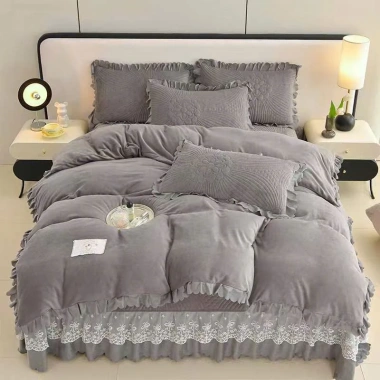 Bộ Ga Nỉ Nhung Gối Trần Phủ Bánh Bèo Cao Cấp 3 Món (1m6-1m8-2m) Xinh Xắn Ấm Áp Giá 167.400 8