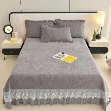 Bộ Ga Nỉ Nhung Gối Trần Phủ Bánh Bèo Cao Cấp 3 Món (1m6-1m8-2m) Xinh Xắn Ấm Áp Giá 167.400 10