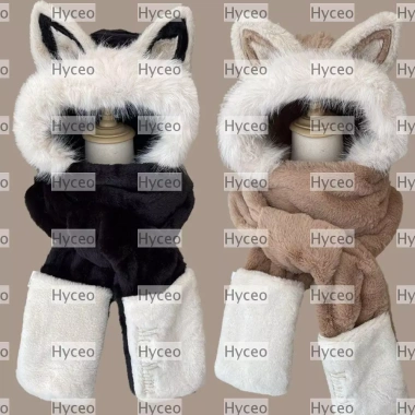 Bộ Găng Tay Khăn Mũ HYCEO - Mũ Bò Nữ Dày Giữ Tai Ấm Chống Gió Trời 181.440 VND