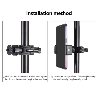 Bộ Giá Đỡ Micro SLR 360° Kẹp Điện Thoại Cho Đèn Tròn, Tự Động Phát Trực Tiếp, Xoay Đa Góc - Giá 63k