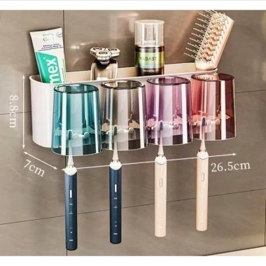 Bộ Giá Đựng Bàn Chải Treo Tường - Nhả Kem Tự Động 4 Cốc Dán Tường Chống Nước, Tiết kiệm không gian, Giá 40.099₫, phòng tắm 10 Bộ Giá Đựng Bàn Chải Treo Tường - Nhả Kem Tự Động 4 Cốc Dán Tường Chống Nước, Tiết kiệm không gian, Giá 40.099₫, phòng tắm 10