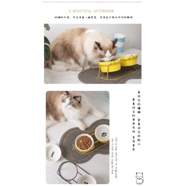 Bộ Giá Thú Cưng Bát Đôi Kim Loại + Gốm - Đỡ Bảo Vệ Cổ Mèo, Ăn Thức & Nước, Giảm 23% chỉ 421.707₫ 3