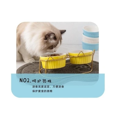 Bộ Giá Thú Cưng Bát Đôi Kim Loại + Gốm - Đỡ Bảo Vệ Cổ Mèo, Ăn Thức & Nước, Giảm 23% chỉ 421.707₫ 5
