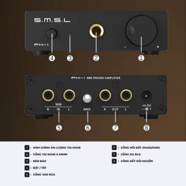 Bộ Giải Mã Phono SMSL PH-1 PreAMP Chống Nhiễu, Hỗ Trợ Headphone - Giá 2.4 Triệu 6 Bộ Giải Mã Phono SMSL PH-1 PreAMP Chống Nhiễu, Hỗ Trợ Headphone - Giá 2.4 Triệu 6
