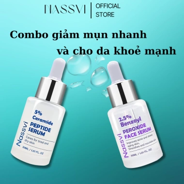 Bộ Giảm Mụn Nassvi 5% Benzoyl Ceramide Peptide - Phục Hồi Da Gấp 3 Lần, Giá 553k