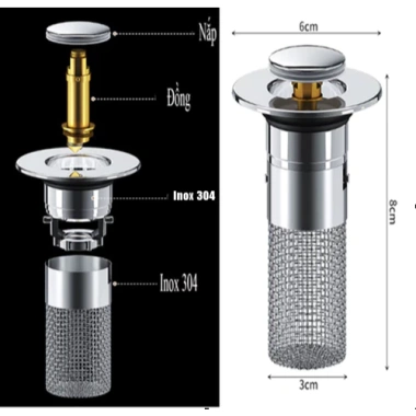 Bộ giỏ lọc rác inox cho nhà tắm, bồn rửa chén bát – đế lưới sâu lòng, chỉ 48.000₫ 2 Bộ giỏ lọc rác inox cho nhà tắm, bồn rửa chén bát – đế lưới sâu lòng, chỉ 48.000₫ 2