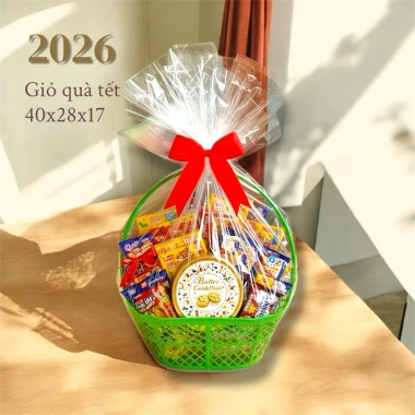 Bộ Giỏ Nhựa Gói Quà Tết Size 40x28x17cm - Giá chỉ 11.000đ, Tiết Kiệm Ngay 8