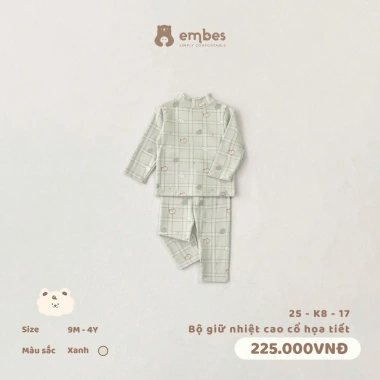Bộ Giữ Nhiệt Embes 3P Dài Tay Cổ In Hoạ Tiết, Chất Ấm Áp 8-18kg - 179k 8 Bộ Giữ Nhiệt Embes 3P Dài Tay Cổ In Hoạ Tiết, Chất Ấm Áp 8-18kg - 179k 8