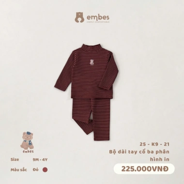 Bộ Giữ Nhiệt Embes 3P Dài Tay Cổ In Hoạ Tiết, Chất Ấm Áp 8-18kg - 179k 9 Bộ Giữ Nhiệt Embes 3P Dài Tay Cổ In Hoạ Tiết, Chất Ấm Áp 8-18kg - 179k 9