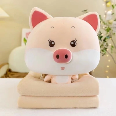 Bộ gối kèm chăn đầu thỏ nơ xanh Fhome - Siêu mềm, chỉ 89.000₫, giảm 22% 9
