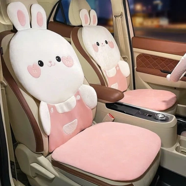 Bộ Gối Tựa Đầu & Lưng, Lót Ghế Ô Tô Văn Phòng Gấu Nâu Thỏ Trắng Nhung, Ruột Cao Su Non Giá 138k khaihuyauto 2