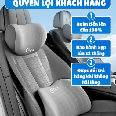 Bộ gối tựa đầu & lưng ô tô CECILA công thái học giảm đau cổ vai gáy, hỗ trợ thắt lưng - Giá ưu đãi 85.000 VND