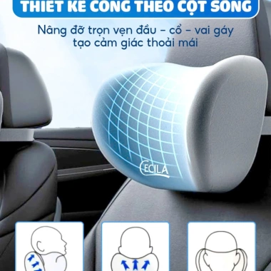 Bộ gối tựa đầu & lưng ô tô CECILA công thái học giảm đau cổ vai gáy, hỗ trợ thắt lưng - Giá ưu đãi 85.000 VND