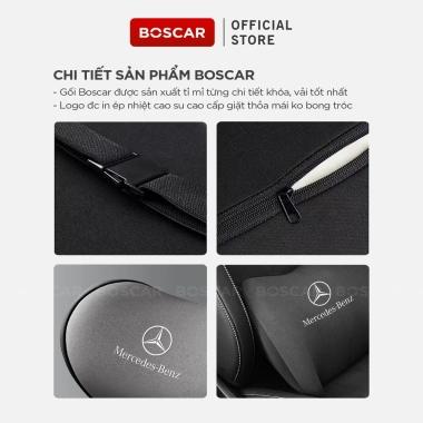 Bộ gối tựa đầu & lưng ô tô công thái học giảm đau cổ vai gáy, thắt lưng – Logo hãng xe
