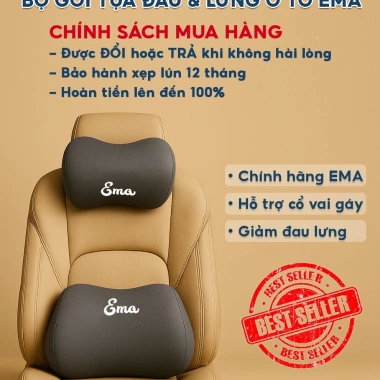Bộ gối tựa đầu & lưng ô tô EMA công thái học - Giảm đau cổ vai gáy, thắt lưng, giá 93.000₫ 2