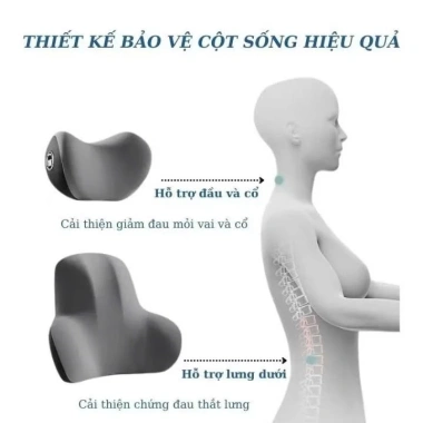 Bộ Gối Tựa Đầu Ô Tô AWESOME Cao Su Non, Vỏ Cotton 100% - Giảm Đau Mỏi, Thoáng Khí 6