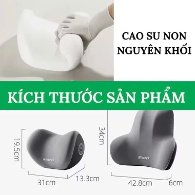 Bộ Gối Tựa Đầu Ô Tô AWESOME Cao Su Non, Vỏ Cotton 100% - Giảm Đau Mỏi, Thoáng Khí 7