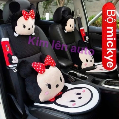Bộ Gối Tựa Đầu & Tựa Lưng + Lót ghế + Chốt An Toàn + Chuột Mic, Key & Chuột Minnie Dễ Thương - Giá chỉ 150.000 VND
