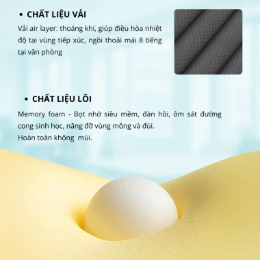 Bộ gối tựa lưng Ruu - Đệm ghế văn phòng đau lưng, chống ê mông, xương cụt, 340k