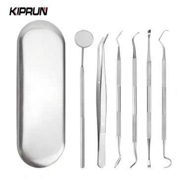 Bộ gương nha khoa KIPRUN 6 chiếc thép không gỉ + Dụng cụ chăm sóc răng Hoe Sickle Scaler - Giá ưu đãi 154.000₫
