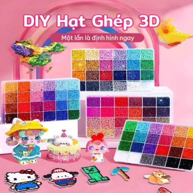 Bộ Hạt Đậu Thần Kỳ 24 Màu Đầy Đủ Phụ Kiện - Đồ Chơi DIY Xếp Hình Thông Minh cho Bé (Perler/Hama)