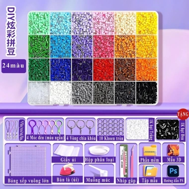 Bộ Hạt Đậu Thần Kỳ 24 Màu Đầy Đủ Phụ Kiện - Đồ Chơi DIY Xếp Hình Thông Minh cho Bé (Perler/Hama) 7 Bộ Hạt Đậu Thần Kỳ 24 Màu Đầy Đủ Phụ Kiện - Đồ Chơi DIY Xếp Hình Thông Minh cho Bé (Perler/Hama) 7