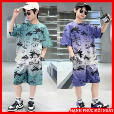Bộ hè vải thun lạnh cho bé trai 6-16 tuổi, size 18-50kg, áo phông và quần đùi, giá ưu đãi 89.000đ