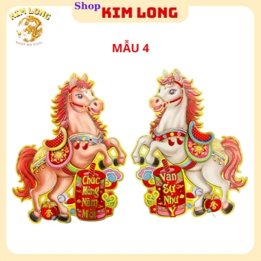 Bộ hình dán nổi NGỰA Đôi chú Tết Bình Ngọ 2.026 - Phụ kiện trang trí năm mới, decor cổ truyền, giá chỉ 55.000₫