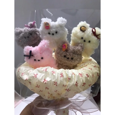 Bó Hoa 5 Cún Gấu Bông Handmade - Quà Tặng Sinh Nhật, Valentine, Tốt Nghiệp, 8/3 Giá 145.000