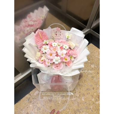 Bó Hoa 50 Bông Mix Tone Hàn Hồng, Thiệp & Túi Trong Suốt 70x50 - Quà Valentine 14/2, 8/3 178.000₫