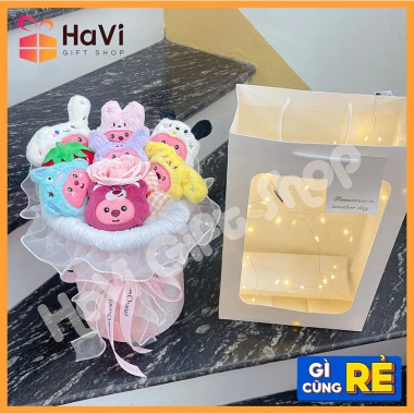 Bó hoa gấu bông Hải Lý Loopy dễ thương, phối màu cute, quà tặng ý nghĩa 150.000₫