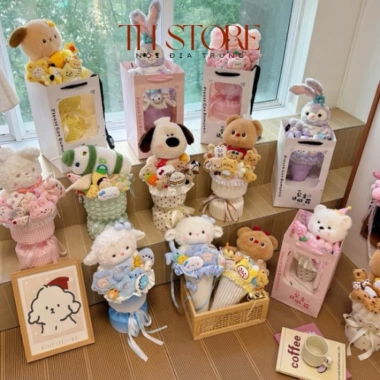 Bó hoa gấu bông kèm túi đèn thiệp - Quà sinh nhật, kỷ niệm, lễ tốt nghiệp, Valentine 14/2, 8/3, 20/10 - 149.000₫ 4