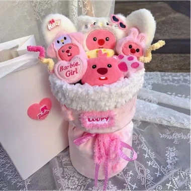 Bó Hoa Gấu Bông Loopy có Đèn LED, Túi Thiệp - Quà Tặng Valentine, 8/3, Sinh Nhật, Tốt Nghiệp, 20/10 Siêu Đẹp