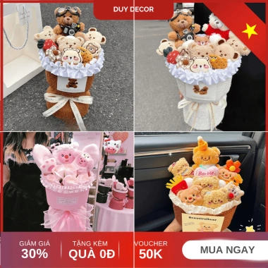 Bó Hoa Gấu Bông Loopy Hồng Quà Tặng Sinh Nhật 14/2 8/3 Sang Trọng kèm Túi và Đèn Bó Hoa Gấu Bông Loopy Hồng Quà Tặng Sinh Nhật 14/2 8/3 Sang Trọng kèm Túi và Đèn