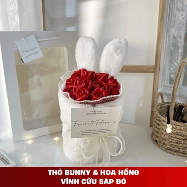 Bó Hoa Gấu Bông Loopy Hồng Quà Tặng Sinh Nhật 14/2 8/3 Sang Trọng kèm Túi và Đèn 8 Bó Hoa Gấu Bông Loopy Hồng Quà Tặng Sinh Nhật 14/2 8/3 Sang Trọng kèm Túi và Đèn 8
