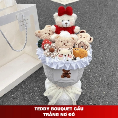 Bó Hoa Gấu Bông Loopy Hồng Quà Tặng Sinh Nhật 14/2 8/3 Sang Trọng kèm Túi và Đèn