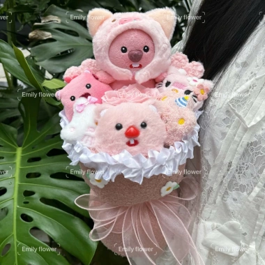 Bó Hoa Gấu Bông Pastel Đa Màu Quà Sinh Nhật 8/3 20/10 Size Trung 210k