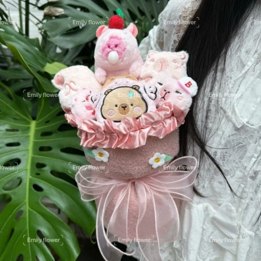 Bó Hoa Gấu Bông Pastel Đa Màu Quà Sinh Nhật 8/3 20/10 Size Trung 210k